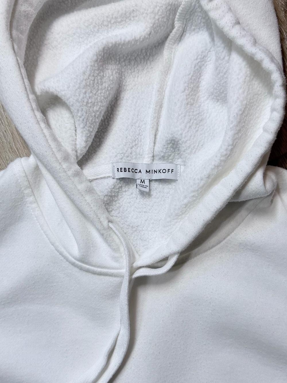 Rebecca Minkoff Janine White Puff Sleeve Hoodie Sweatshirt Size Medium, Coquette - Picture 4 of 11
